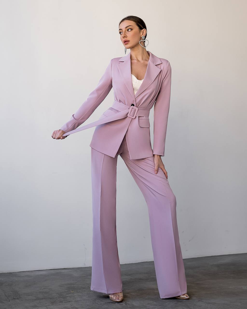 Zweiteiliger Anzug | Einreihiger Blazer + Palazzo-Hose