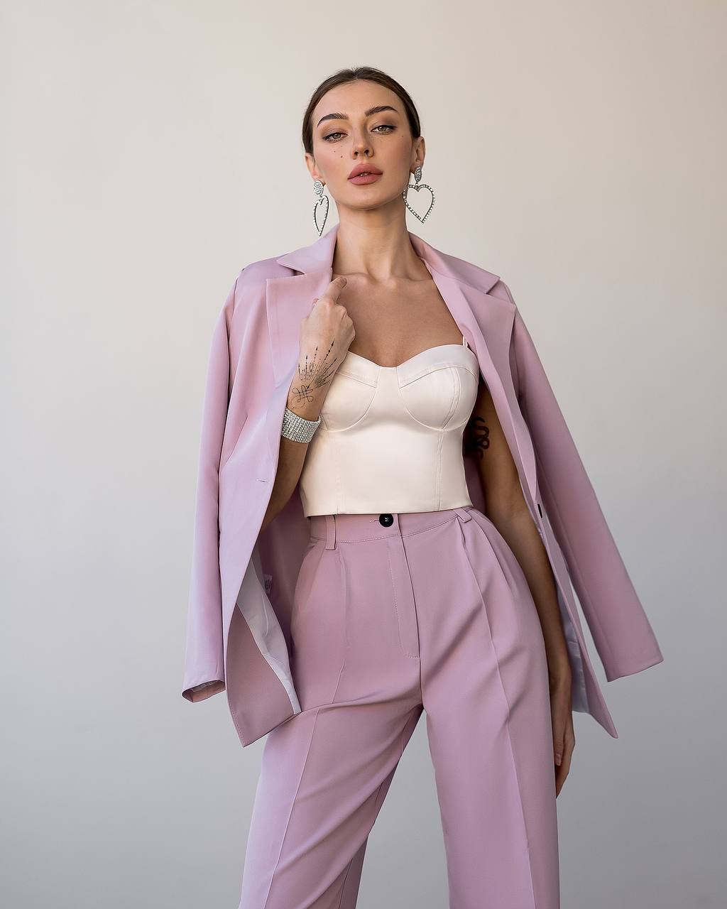 Zweiteiliger Anzug | Einreihiger Blazer + Palazzo-Hose