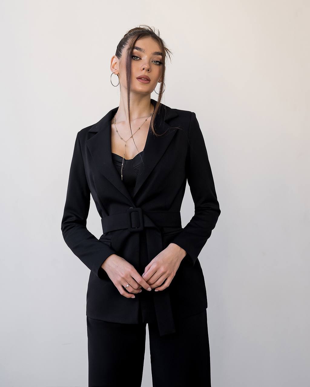 Zweiteiliger Anzug | Einreihiger Blazer + Palazzo-Hose