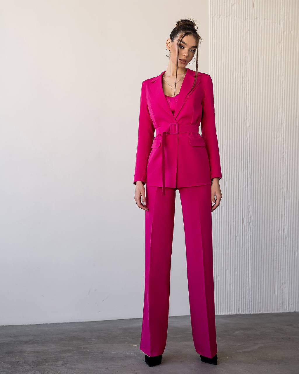 Zweiteiliger Anzug | Einreihiger Blazer + Palazzo-Hose