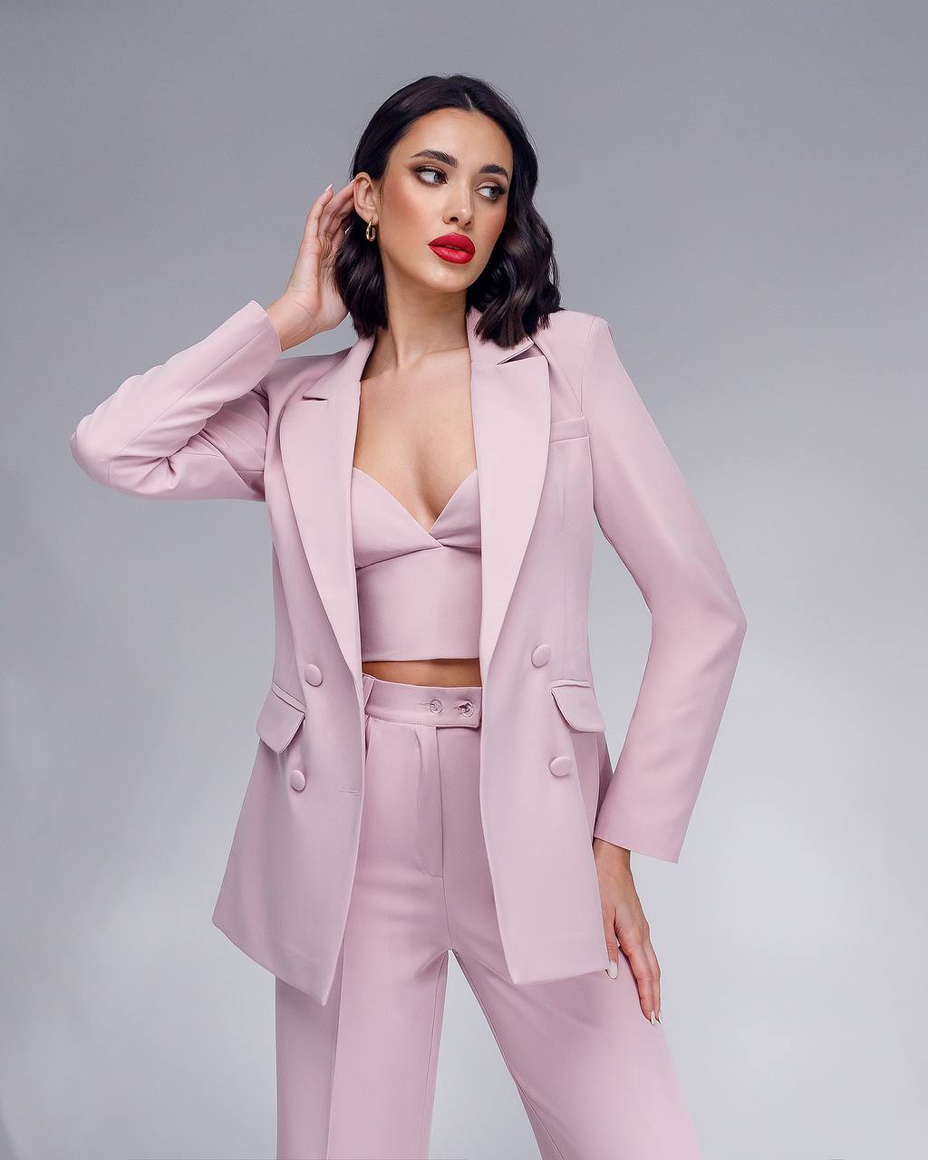 Three Piece Suit|Elegant Blazer with Pants+Top