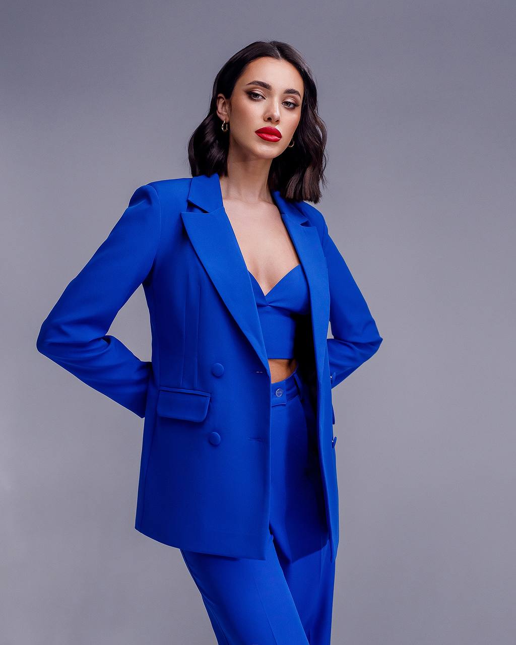 Three Piece Suit|Elegant Blazer with Pants+Top