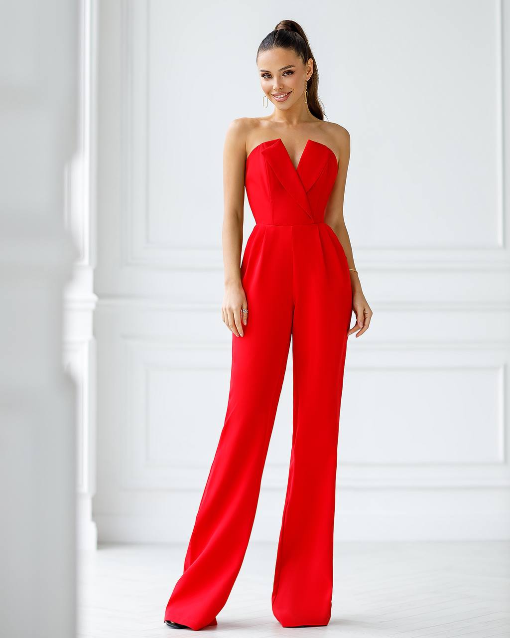V-Neck Corset Sleeveless Wide Leg Jumpsuit