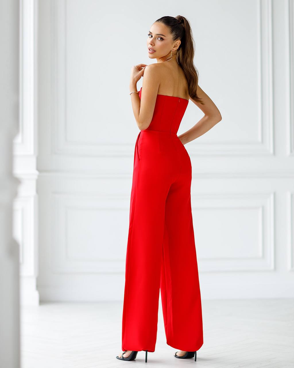 V-Neck Corset Sleeveless Wide Leg Jumpsuit