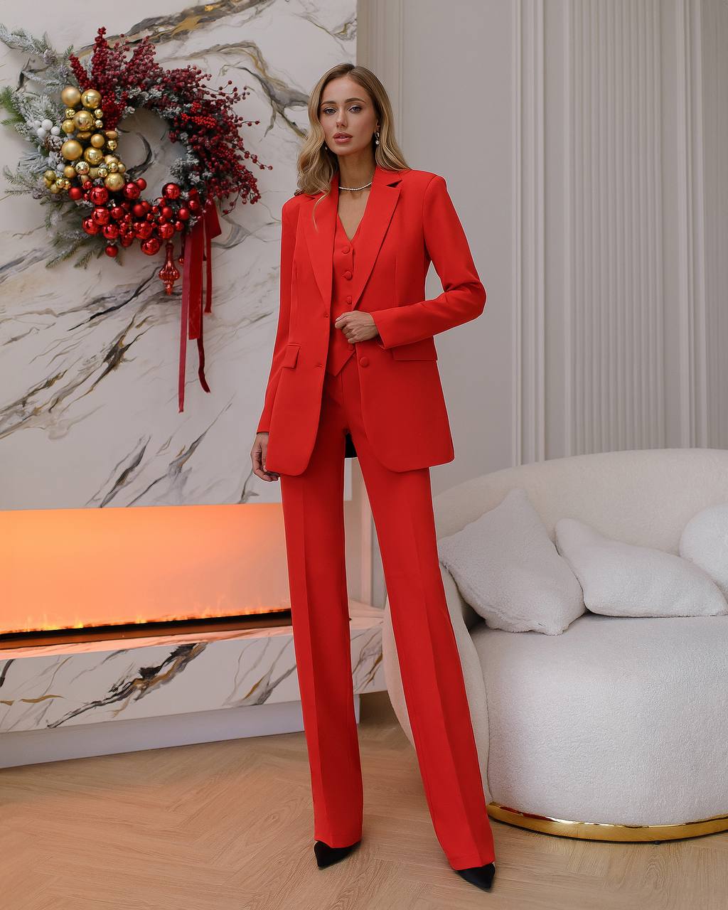 Formal Three Piece Pantsuit|Designer Suit