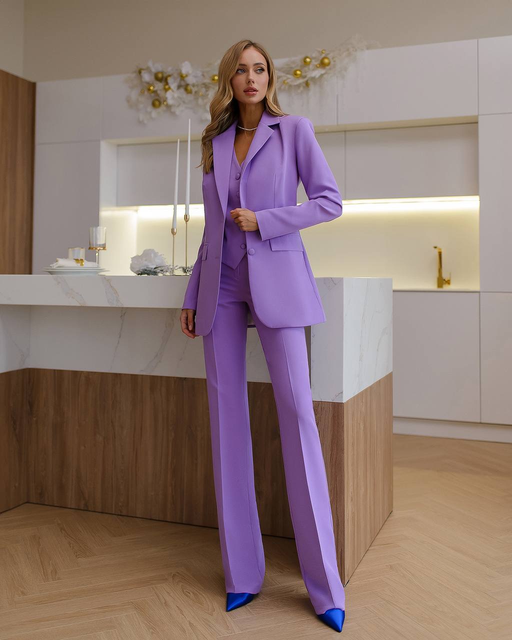 Formal Three Piece Pantsuit|Designer Suit