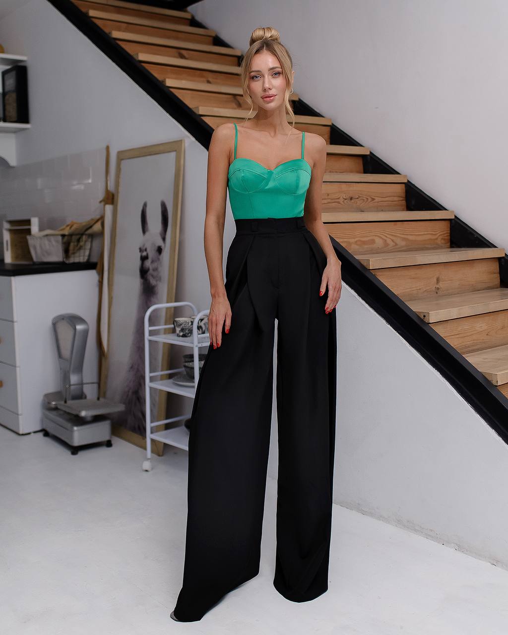 Burgunderrote Hose mit weitem Bein für Damen, Hose mit hoher Taille, starke Damenhose