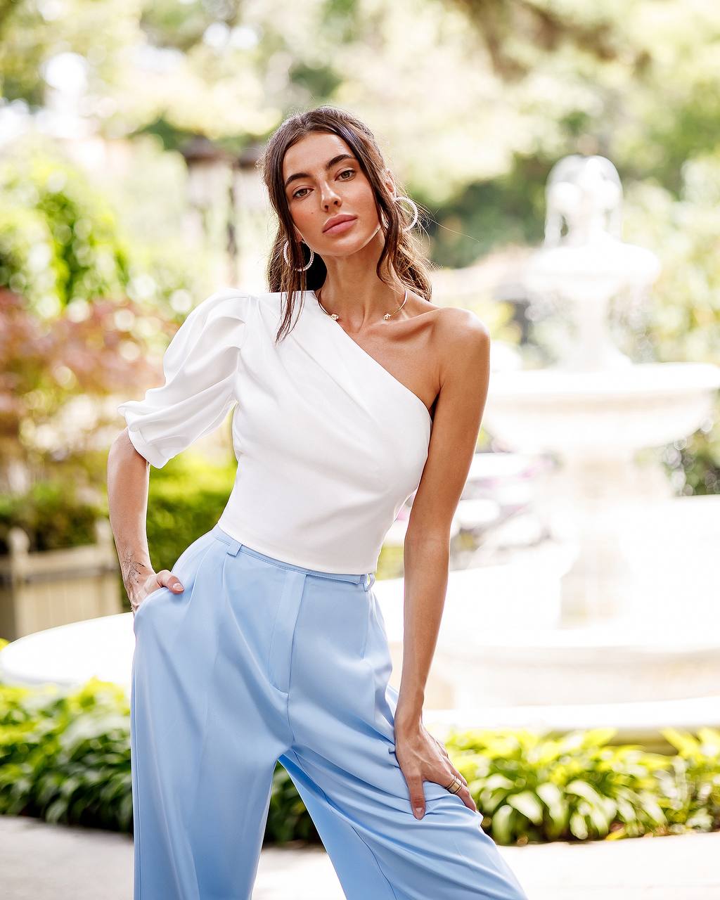 Women White Palazzo Pants, Wide Leg Pants