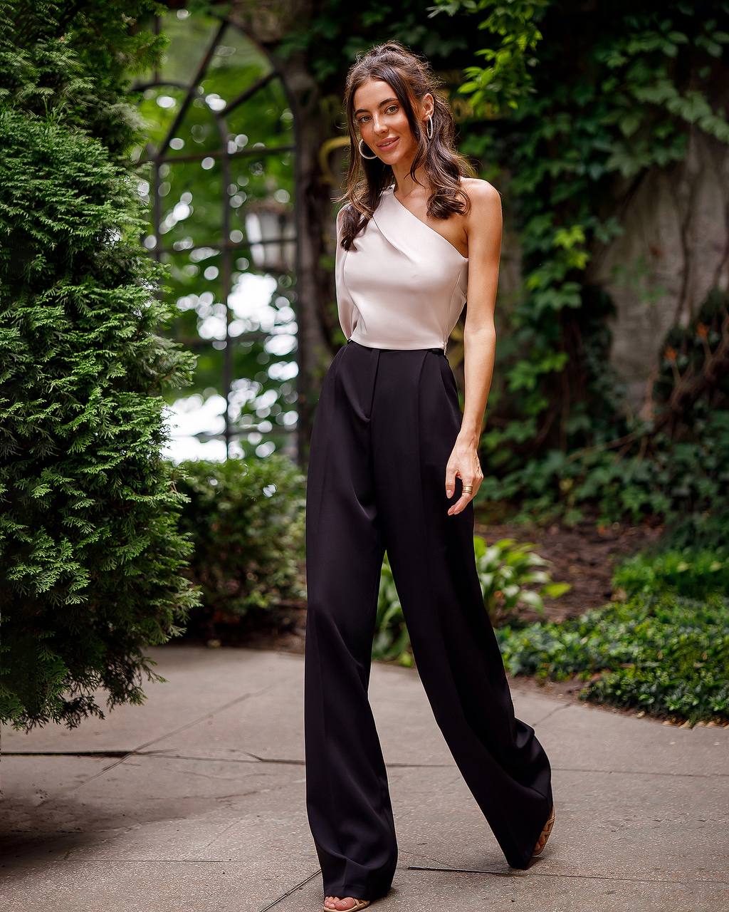 Women's blue high waisted pants , wide leg trousers