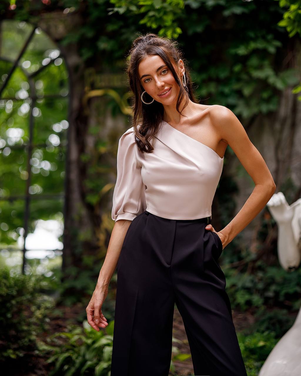 Women's blue high waisted pants , wide leg trousers