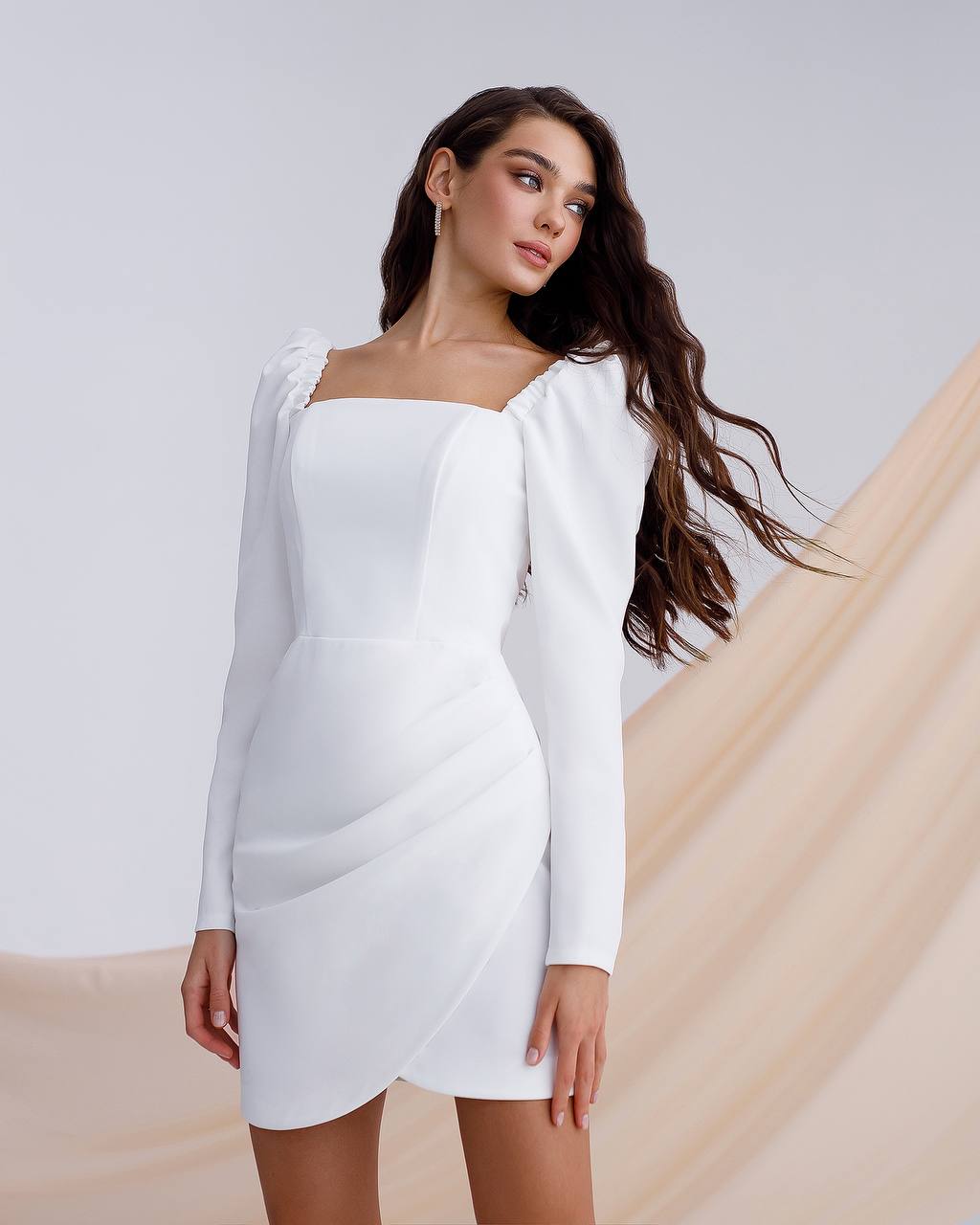 Beige Mini Elegant Dress