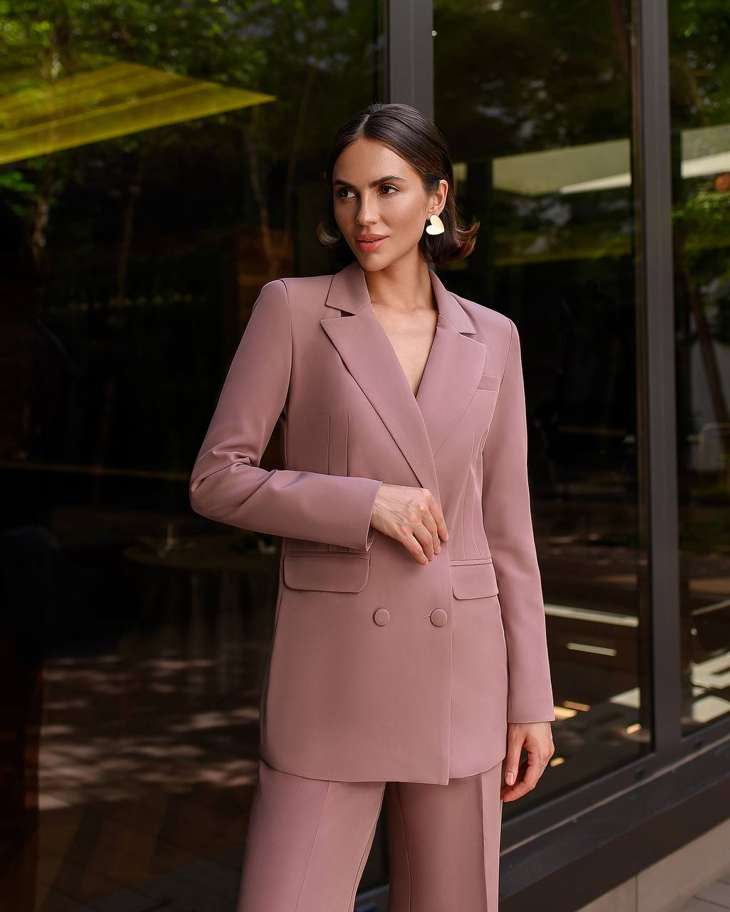 Mokko Dreiteiliger Hosenanzug|Gefütterter Blazer mit Hosen-Top