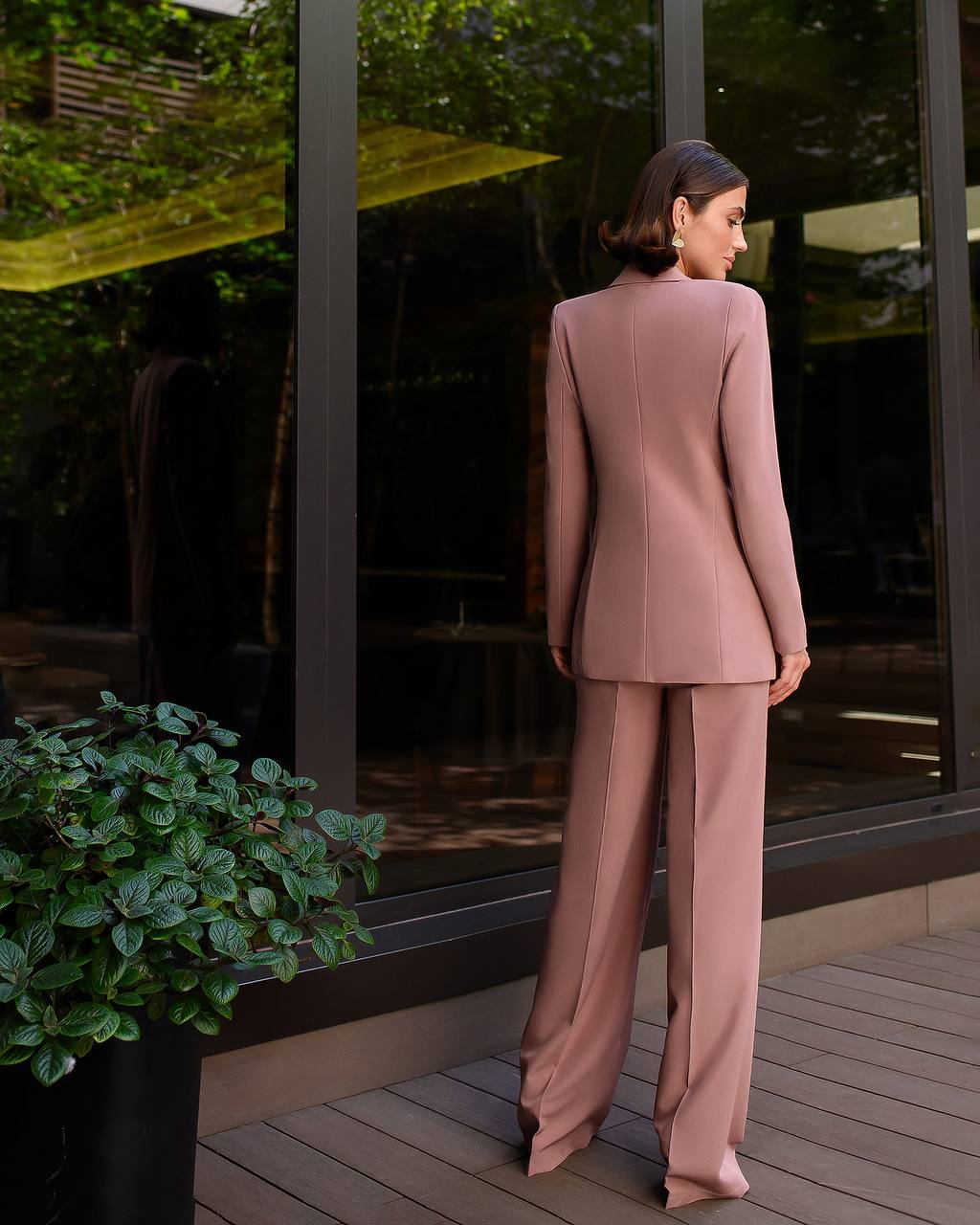 Mokko Dreiteiliger Hosenanzug|Gefütterter Blazer mit Hosen-Top