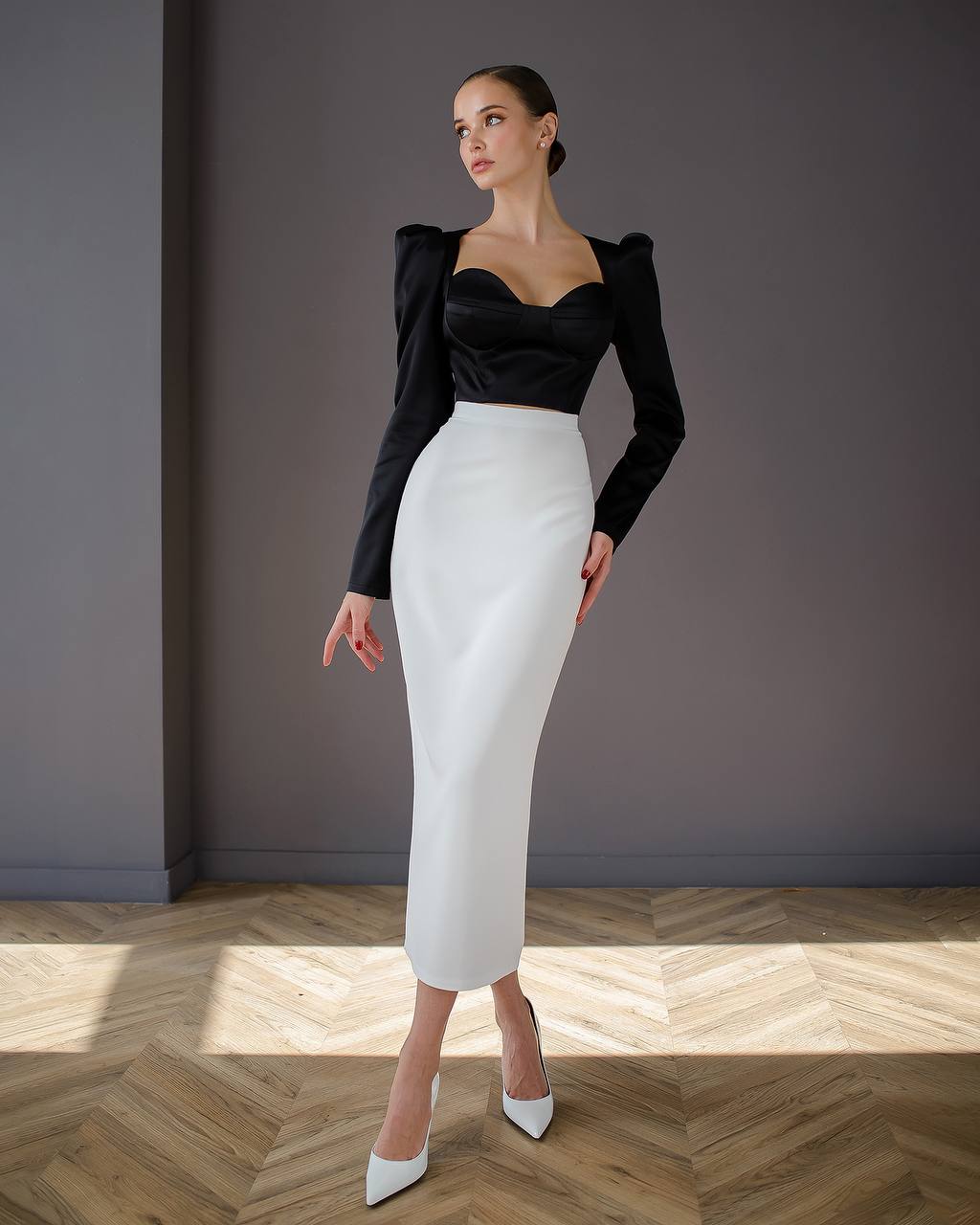 Long Sleeve Blouses|Sweetheart Neckline