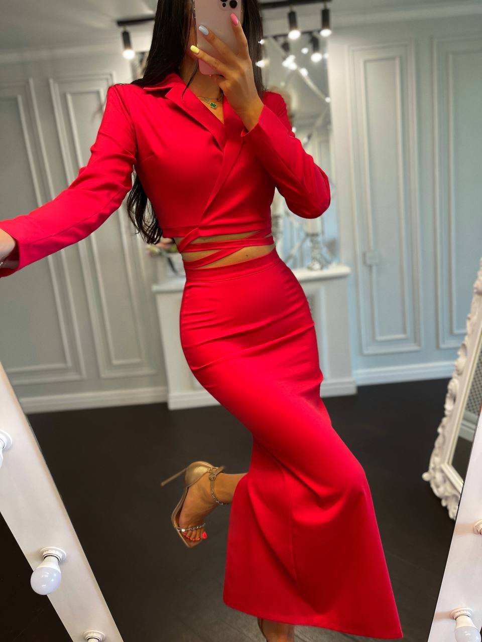 Skirt Suit|Cropped Wrap Jacket With Pencil Skirt