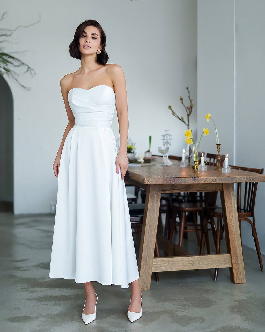 Midi Corset Strapless Dress