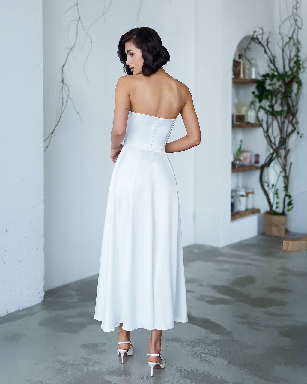 Midi Corset Strapless Dress
