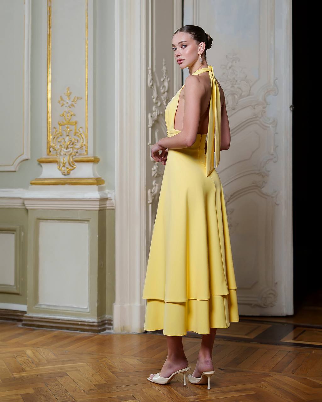 Butter Yellow A Line Midi Dress