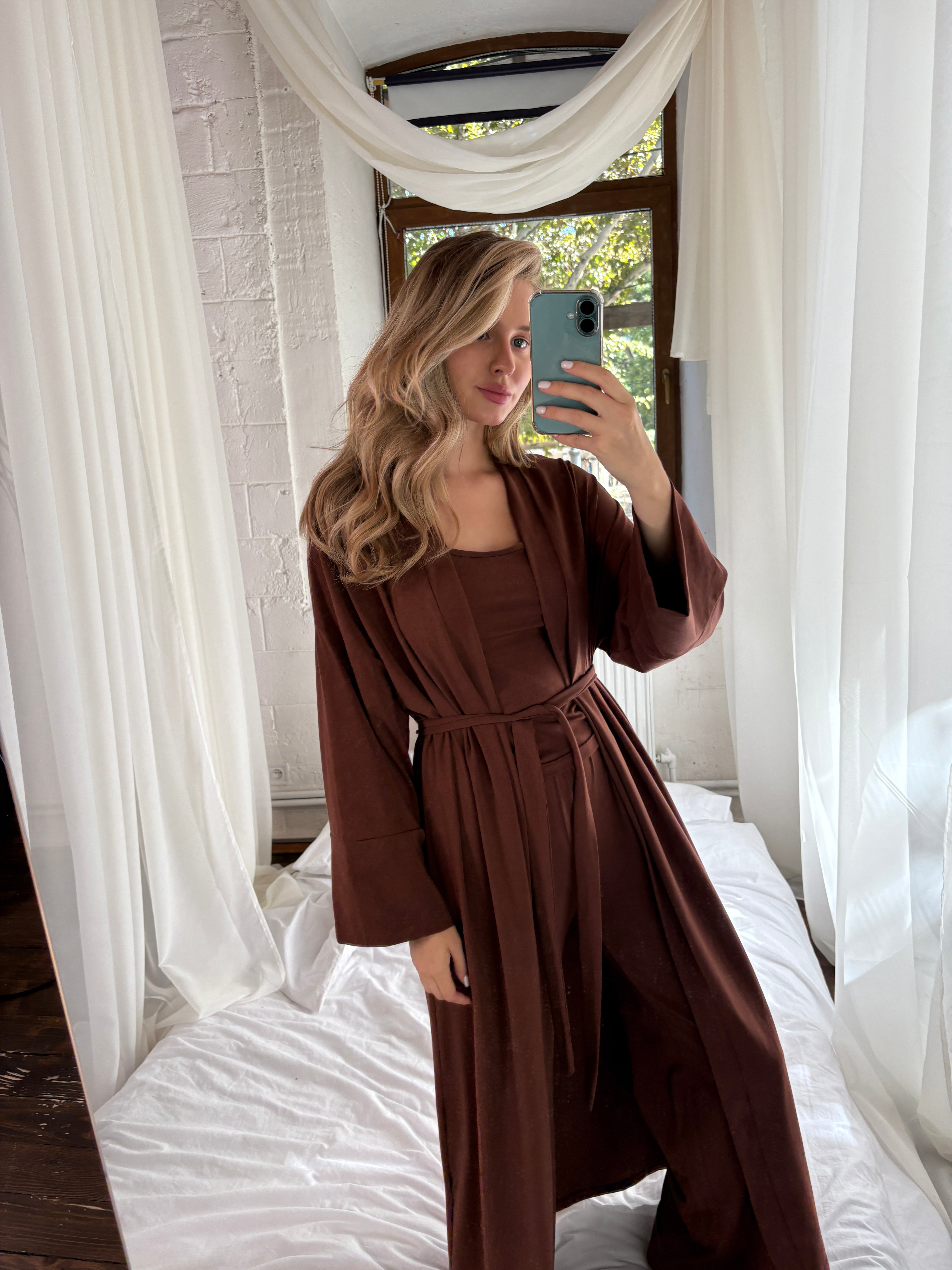 Women Pajama Set with Kimono Robe