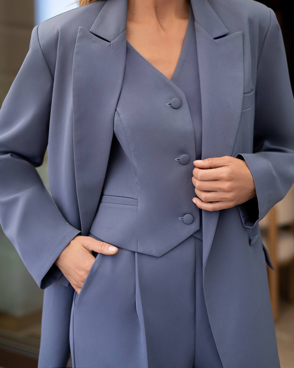 Casual Three Piece Pant Suits with Vest