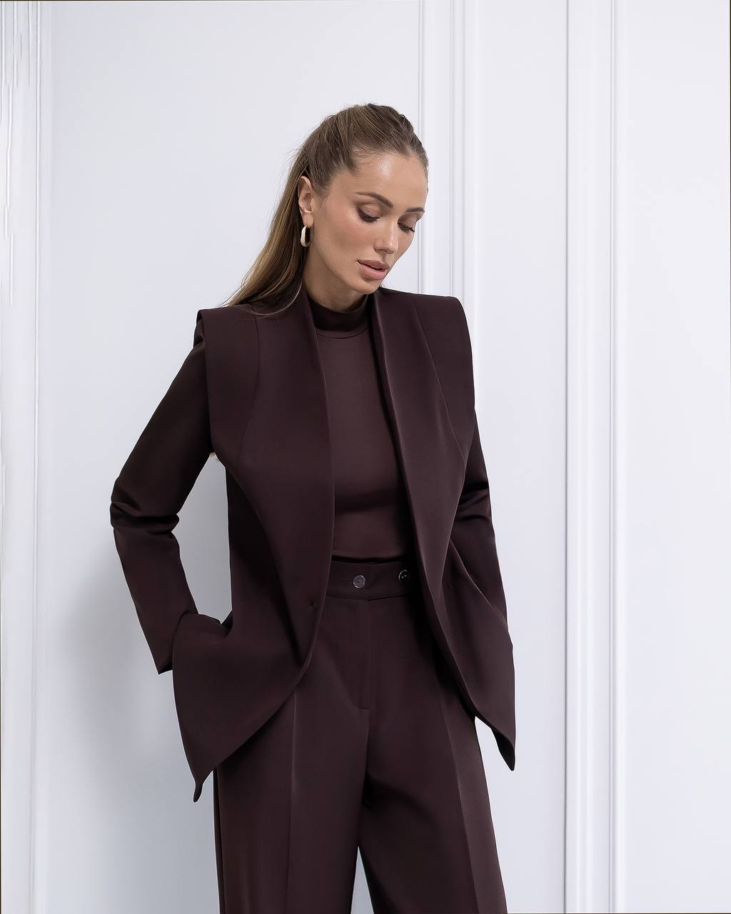 Timeless Women Pantsuit-Blazer with Wide Leg Pants