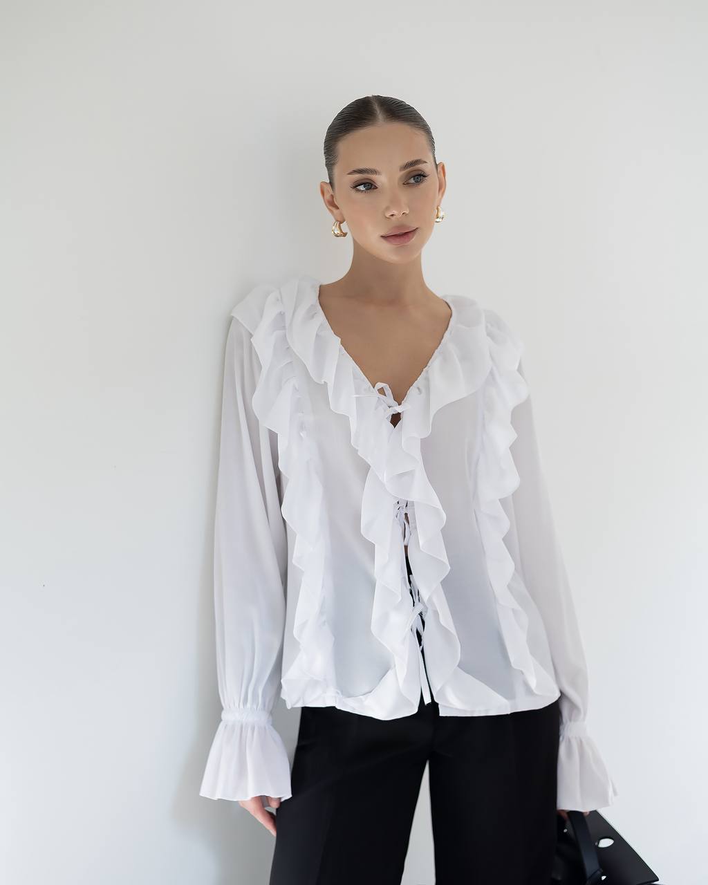 Elegant Long Sleeve Ruffle Shirt