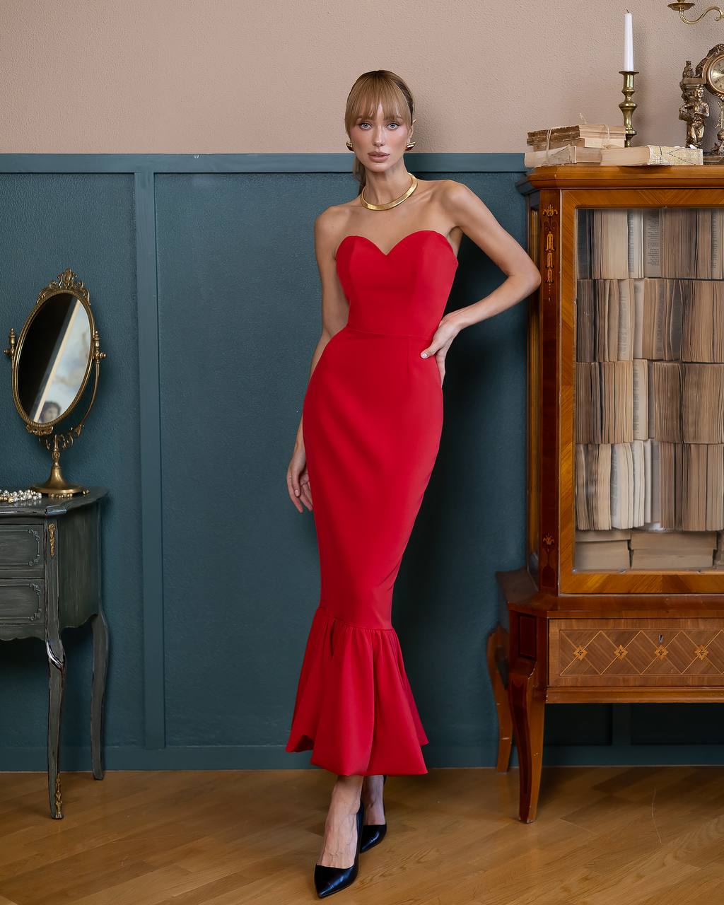 Strapless Mermaid Midi Dress