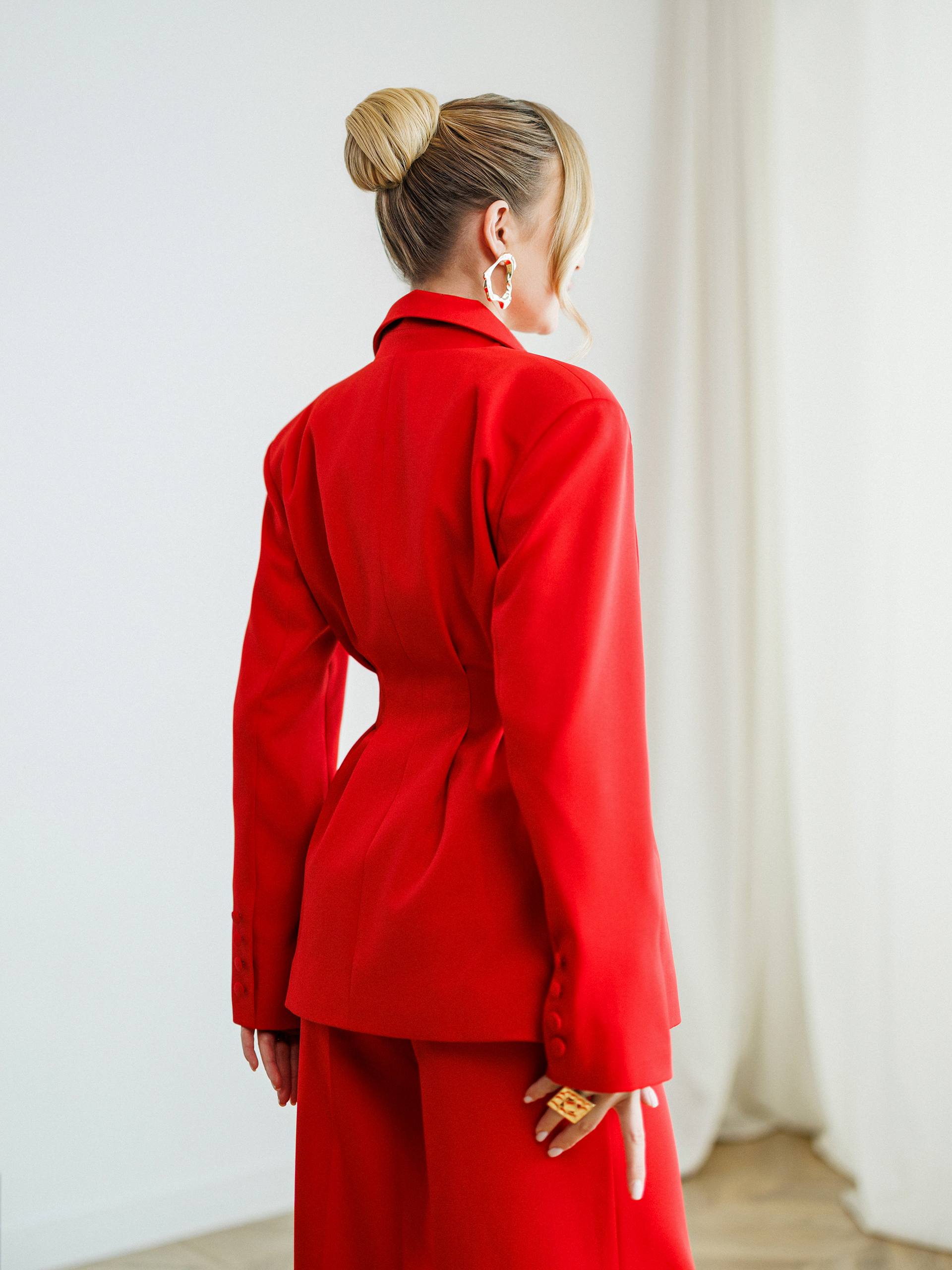 Women Suit:Fitted Blazer with Wide Leg Pants