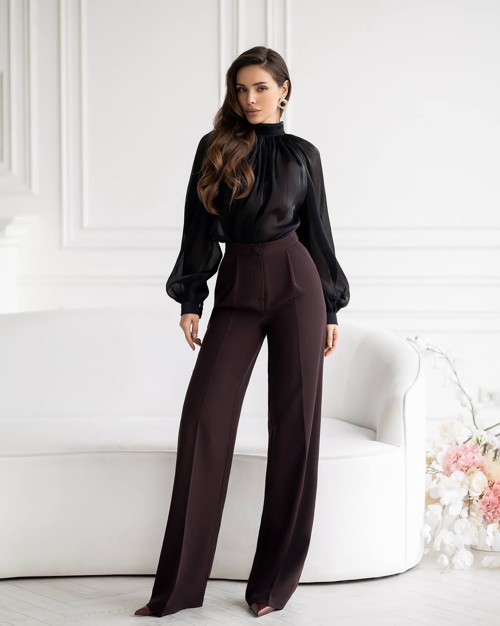 Elegant High Neck Chiffon Blouse