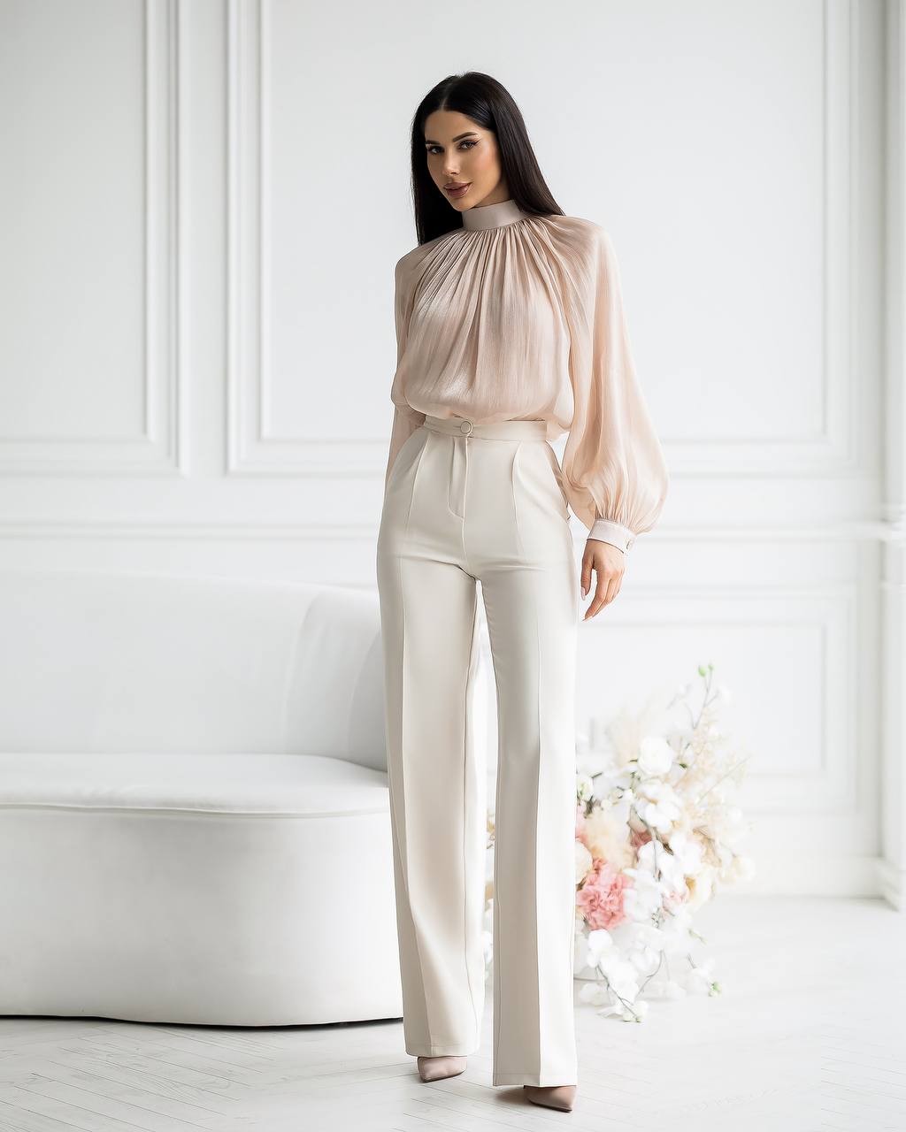 Elegant High Neck Chiffon Blouse