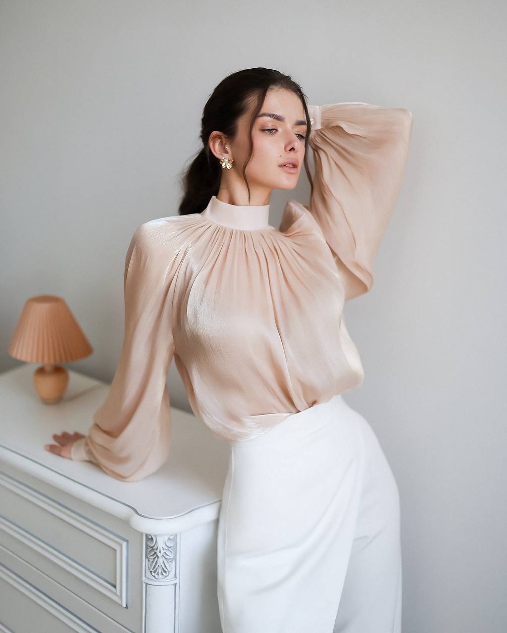 Elegant High Neck Chiffon Blouse