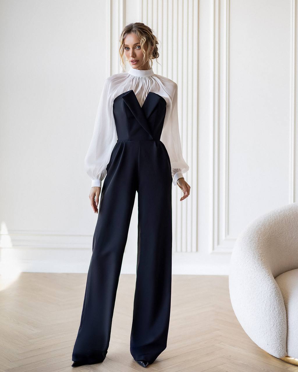 Women Corset Jumpsuit with Wide Leg Pants