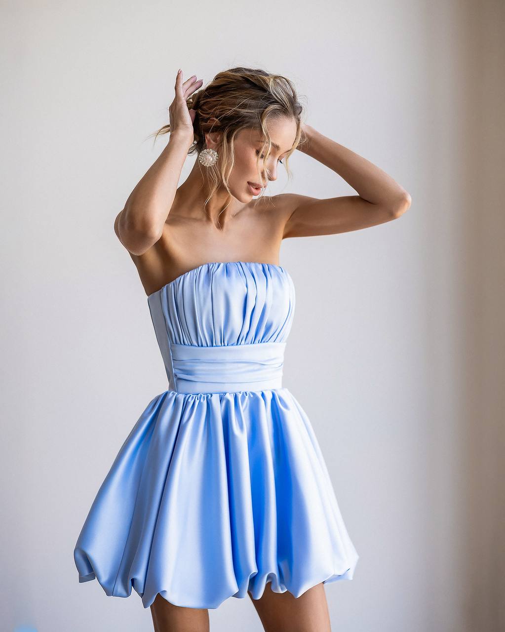 Ballon Draped Mini Dress