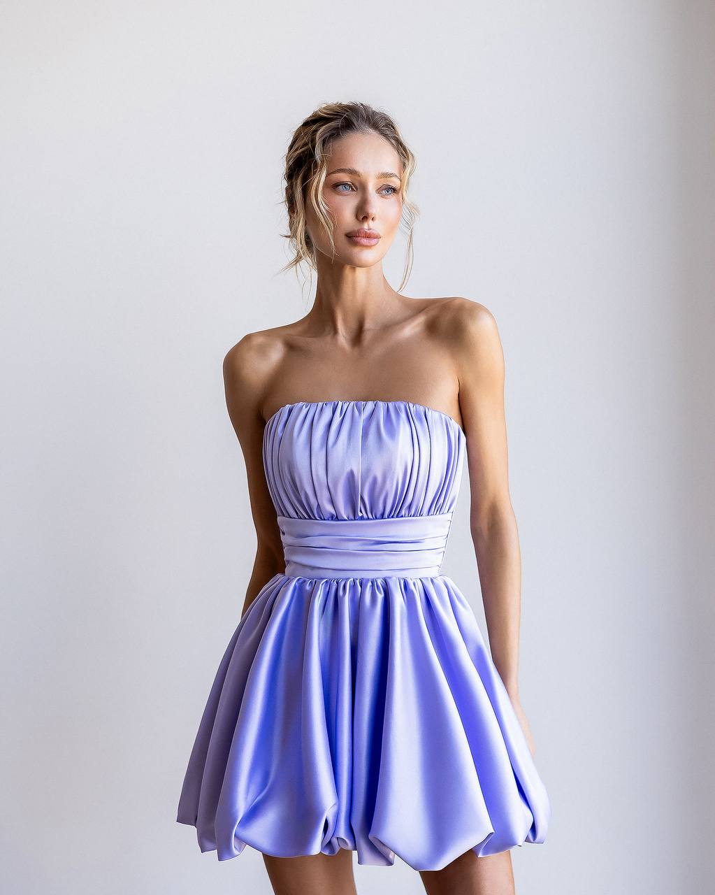 Elegant Ballon Draped Mini Dress