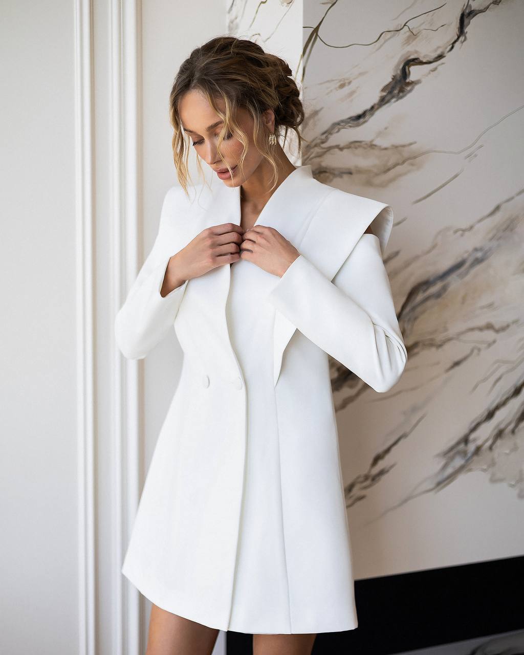 Elegant Mini Blazer Dress with Cut-Out Sleeves