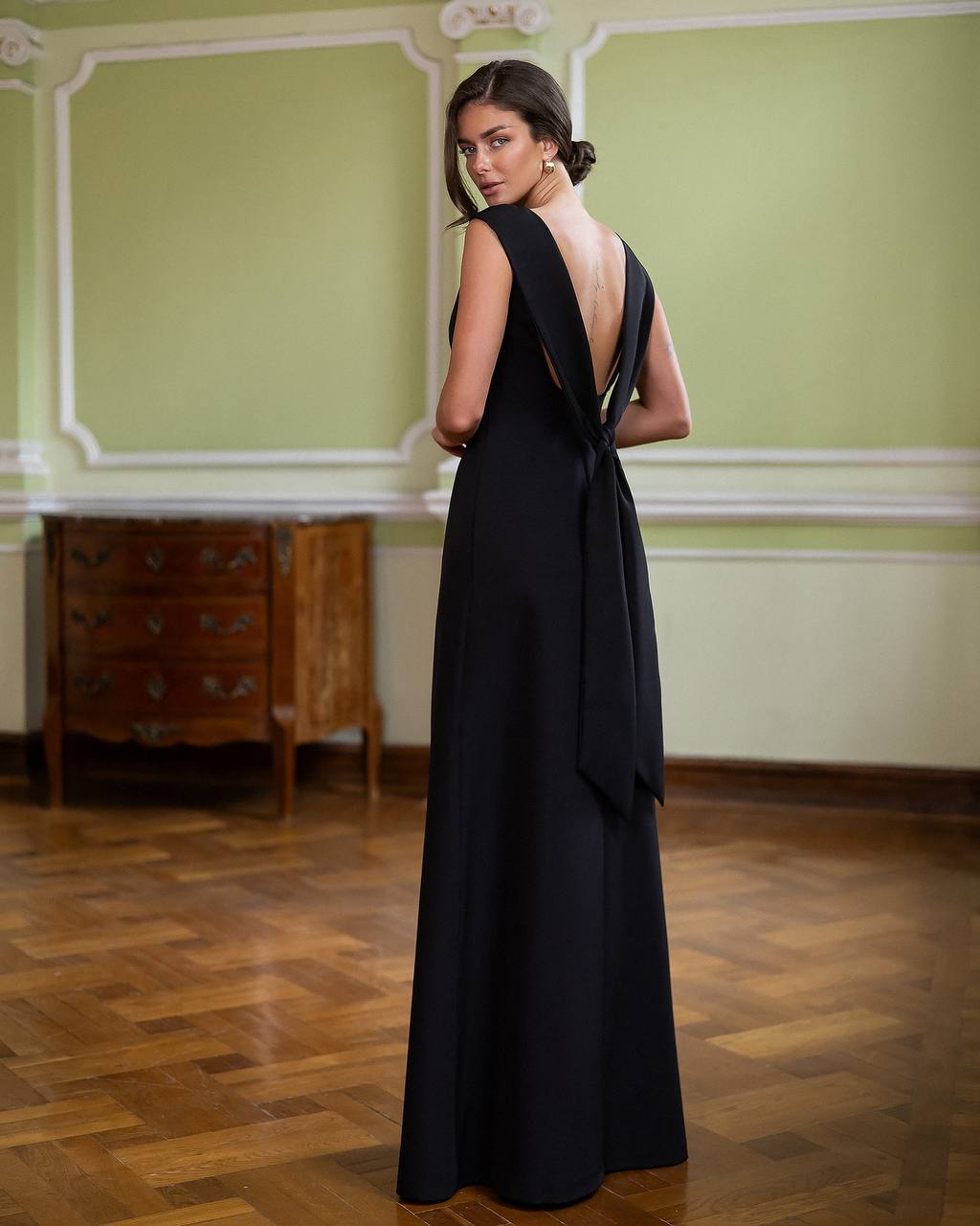Backless Draped Shoulder Maxi Dress