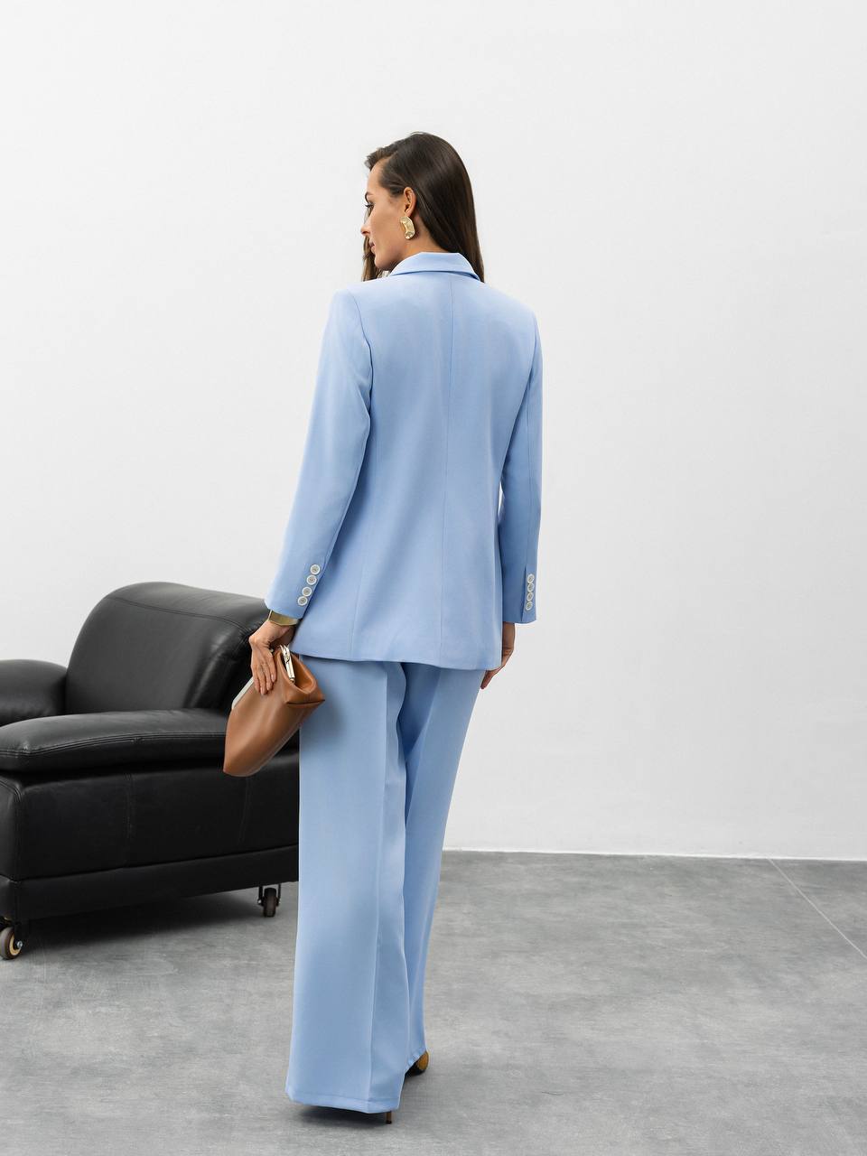 Two Piece Pantsuit | Single Breasted Blazer with Wide Leg Pants