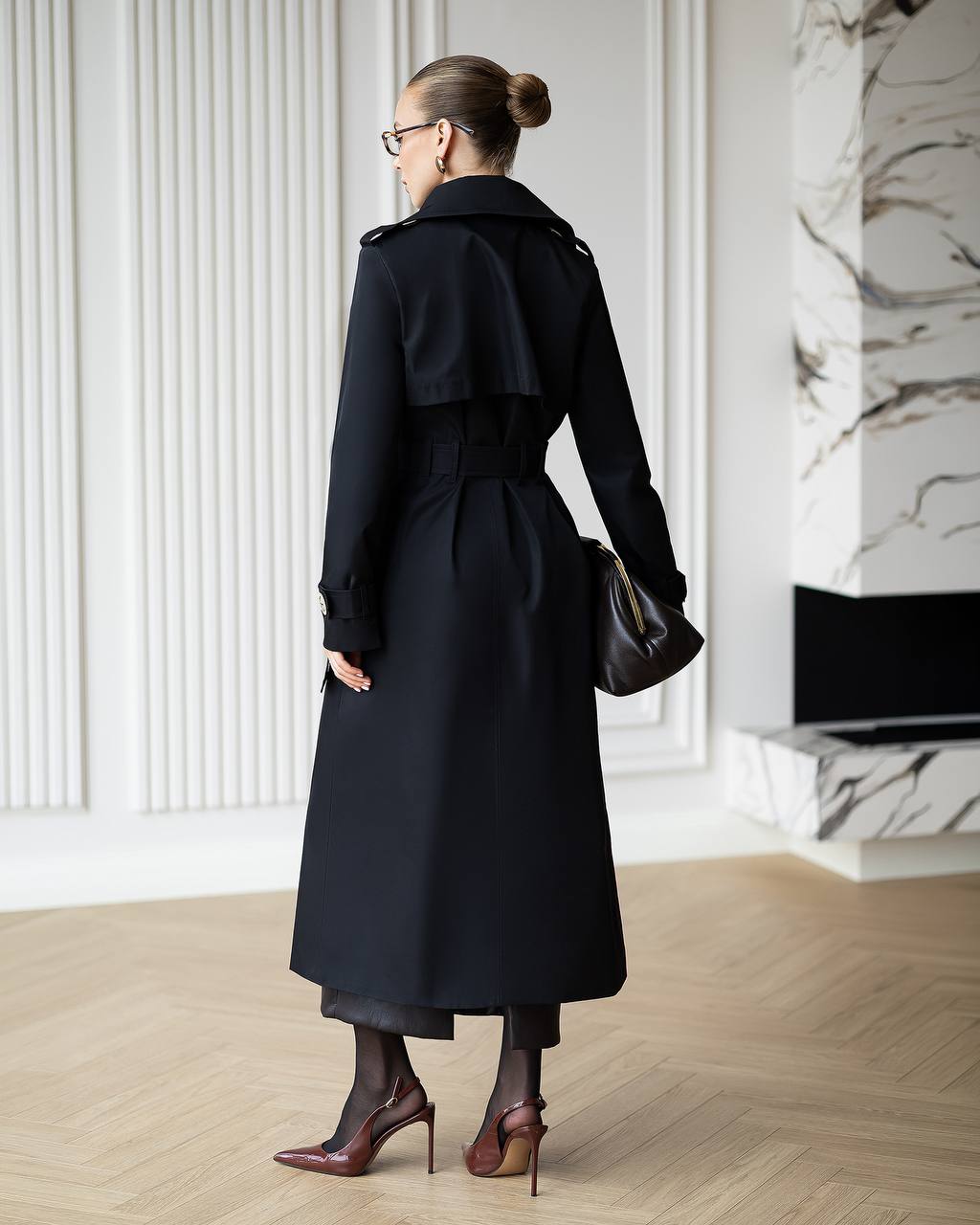 Elegant Cotton Trench Coat with Belt - Women Long Classic Coat
