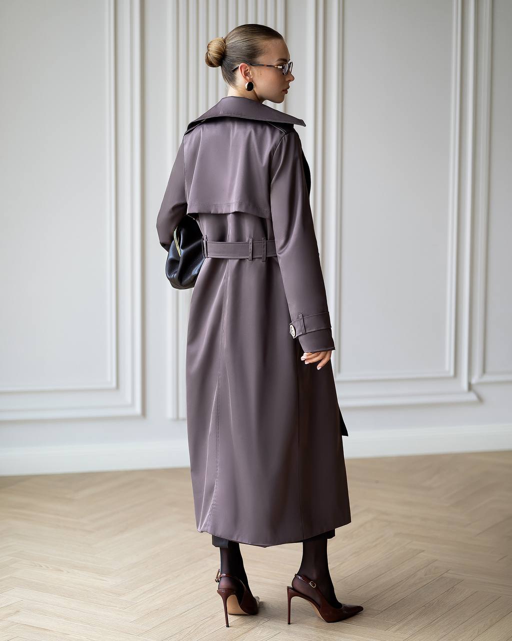 Elegant Cotton Trench Coat with Belt - Women Long Classic Coat