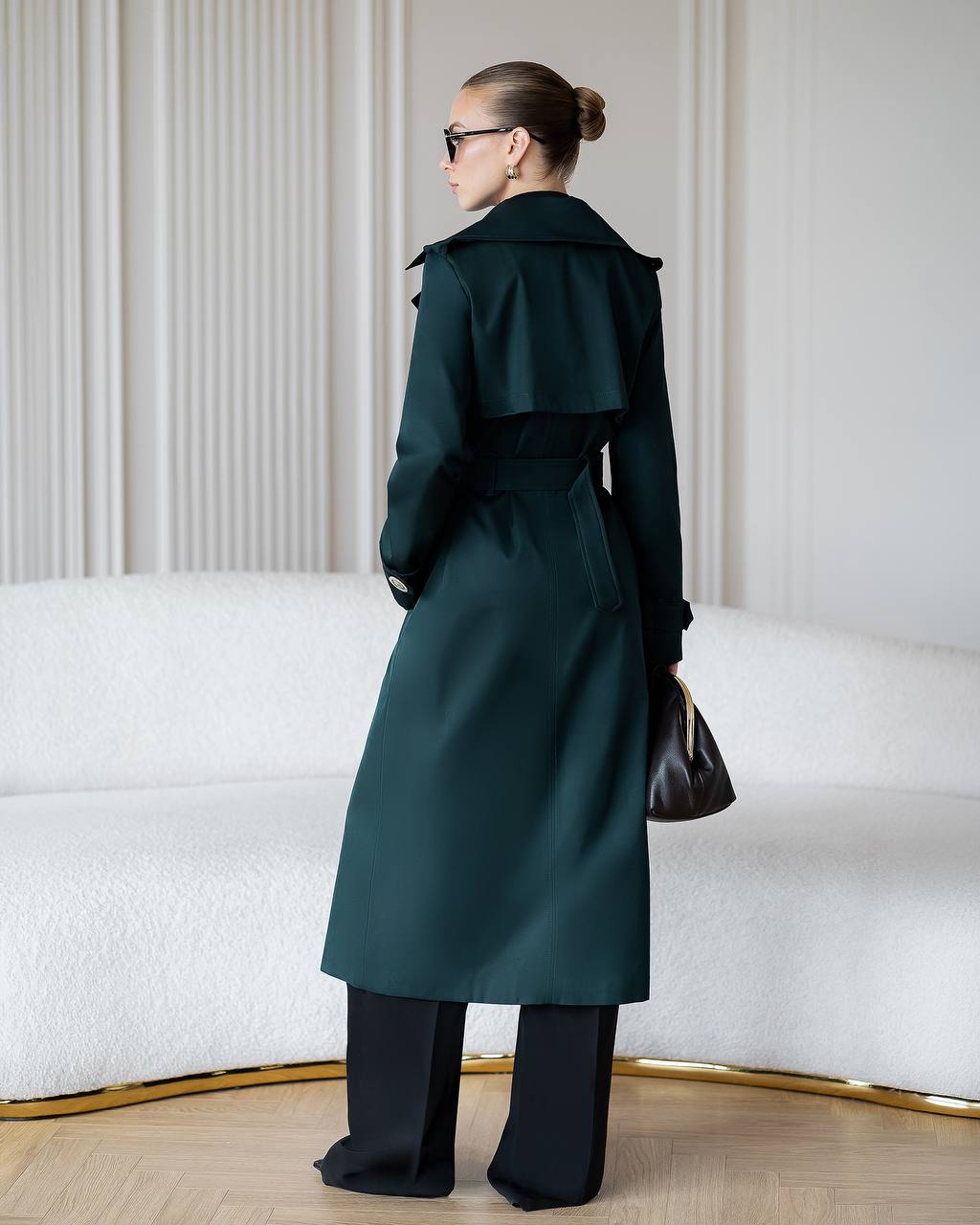 Elegant Cotton Trench Coat with Belt - Women Long Classic Coat