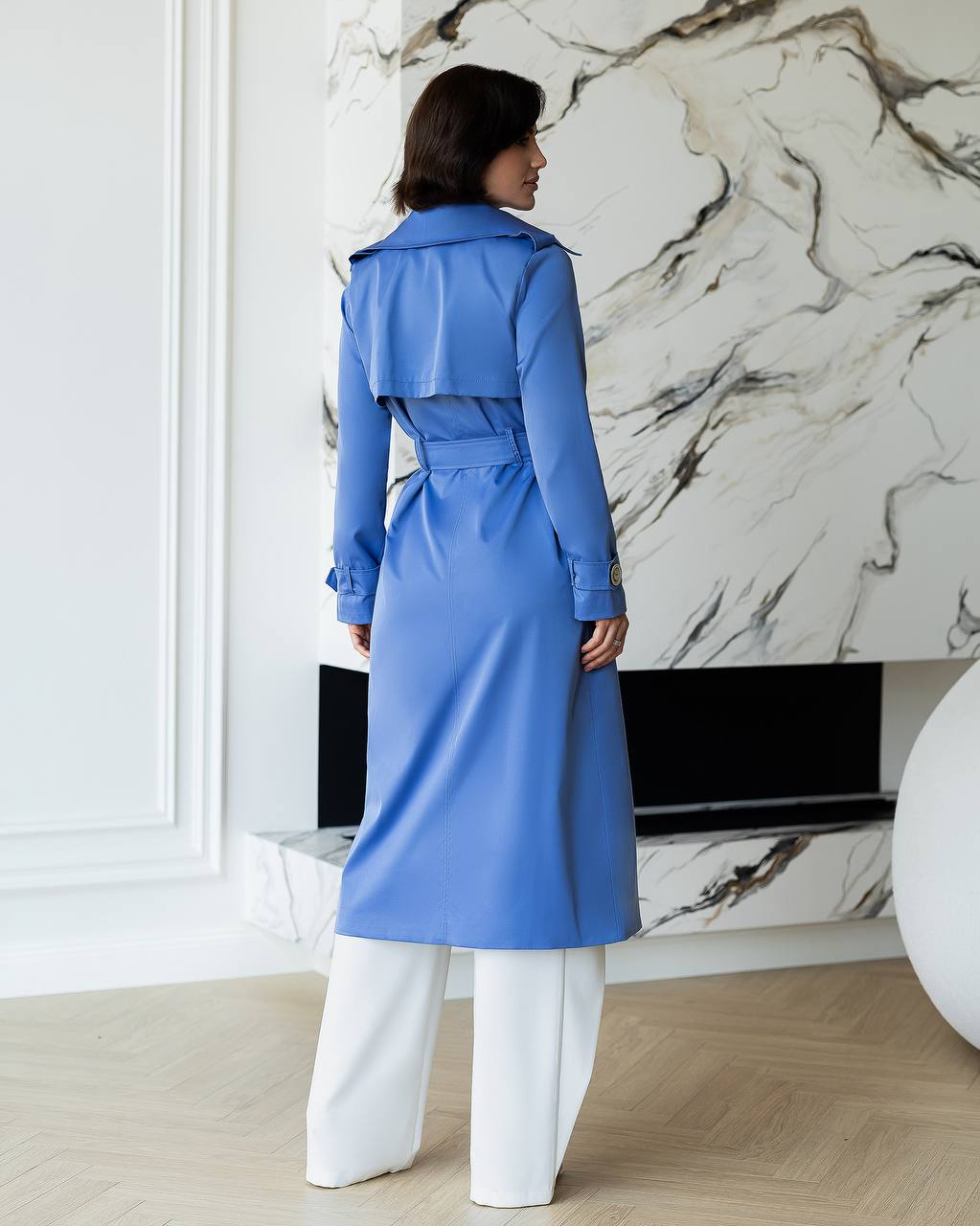 Elegant Cotton Trench Coat with Belt - Women Long Classic Coat