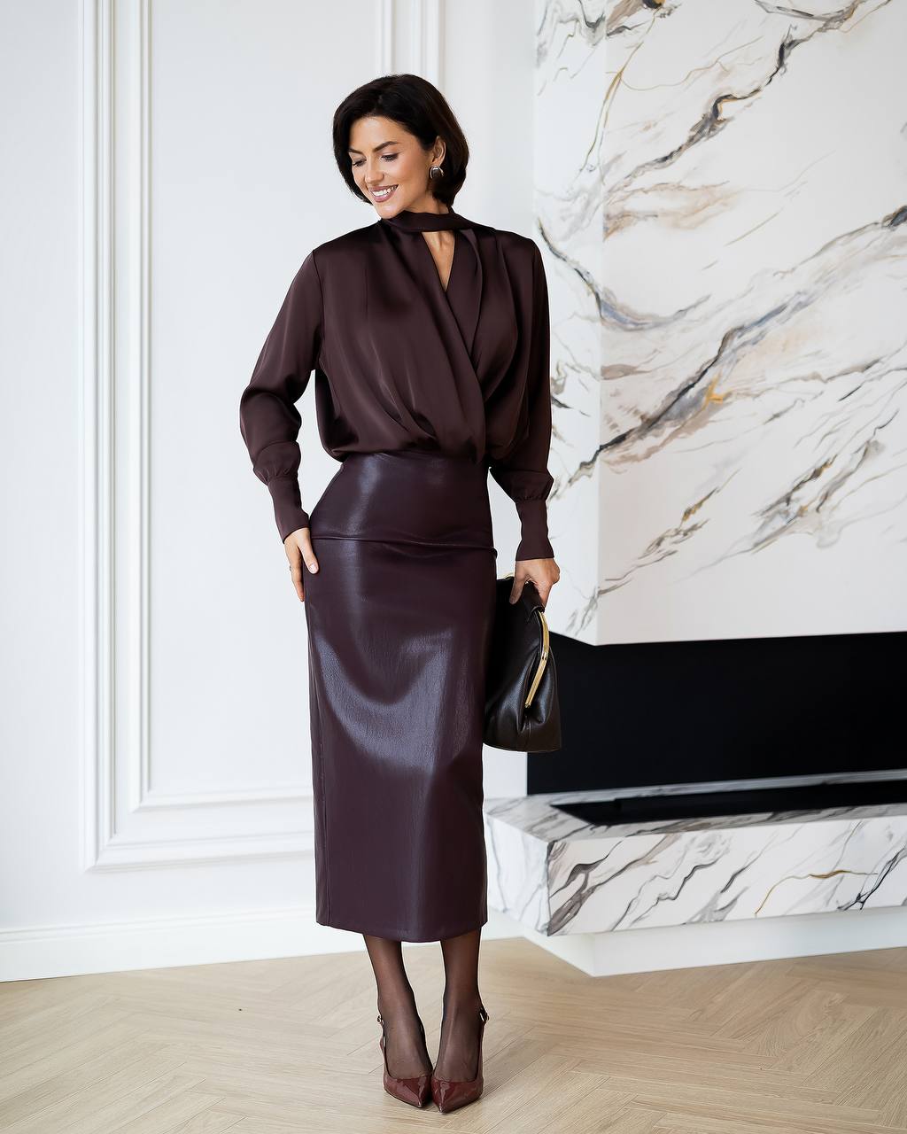 Women’s Faux Leather High Waisted Pencil Skirt