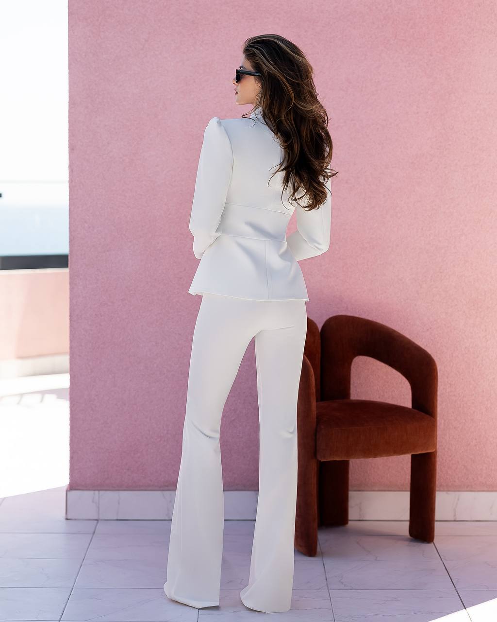 Elegant Two Piece Pantsuit | Bell Bottom Pants with Fitted Blazer