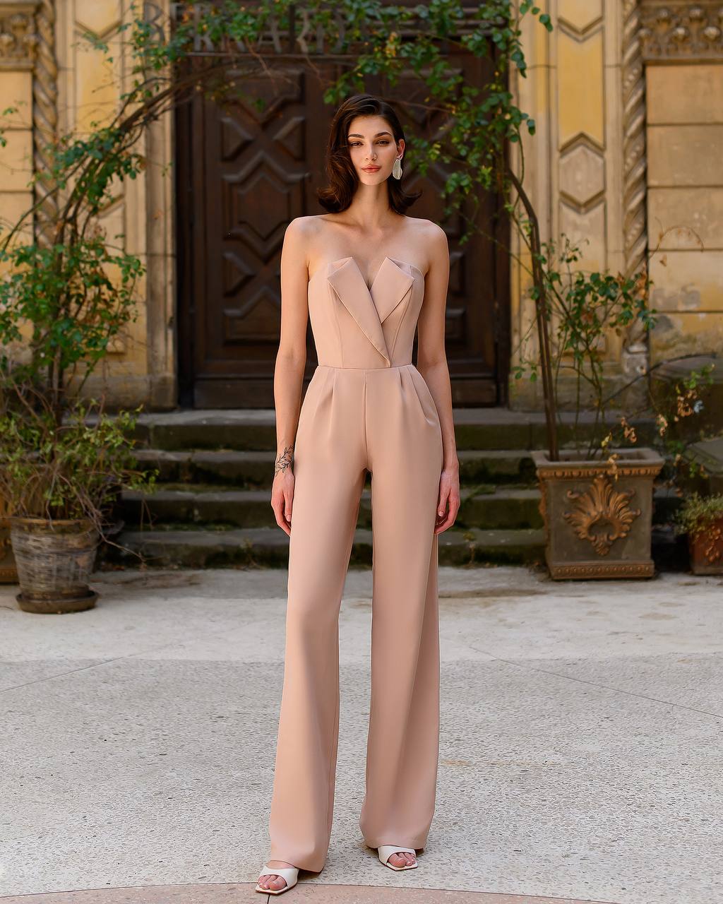 V-Neck Corset Sleeveless Wide Leg Jumpsuit