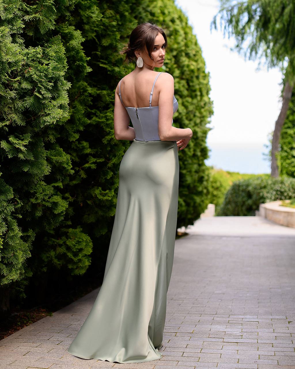 Women silk maxi skirt, wedding guest skirt