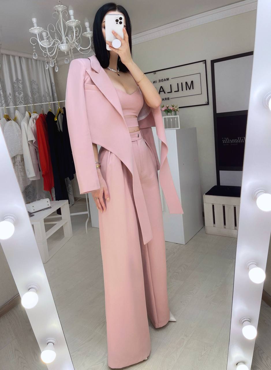Three Piece Suit|Wrap Blazer+Top+ Pants