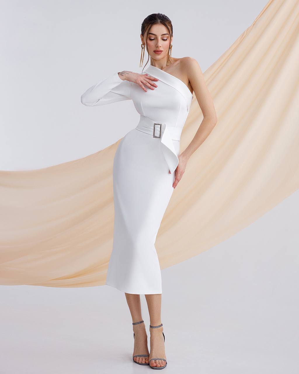 One shoulder unique wedding dress