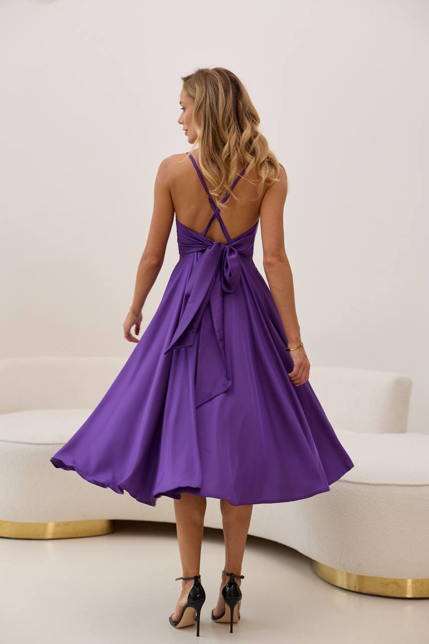 Purple Elegant Midi Dress