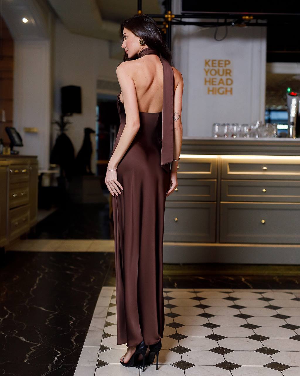 Backless Off The Shoulder Maxi Satin Dress