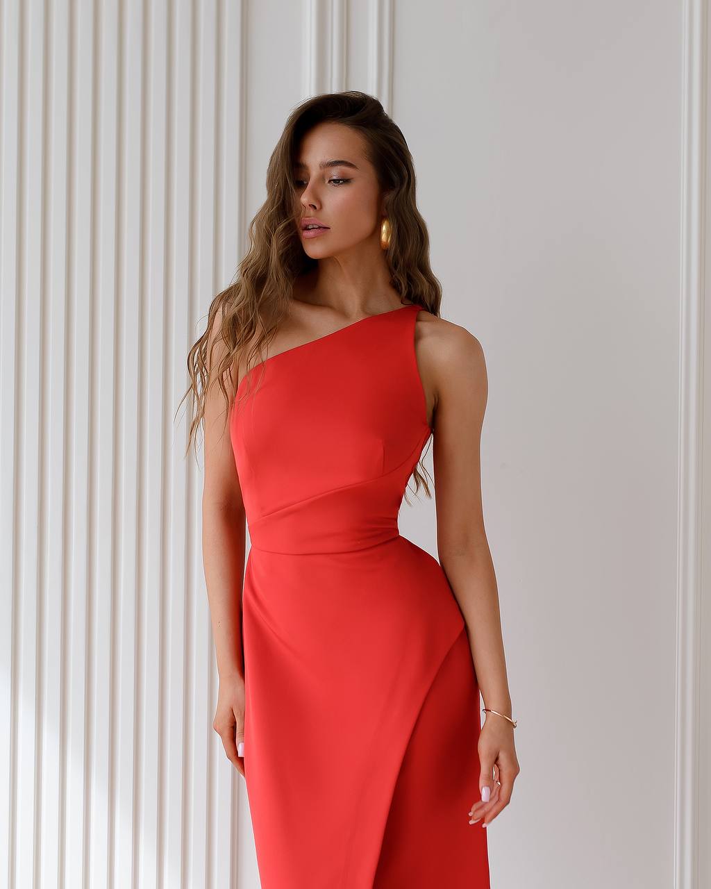 One Shoulder Maxi Dress with Slit